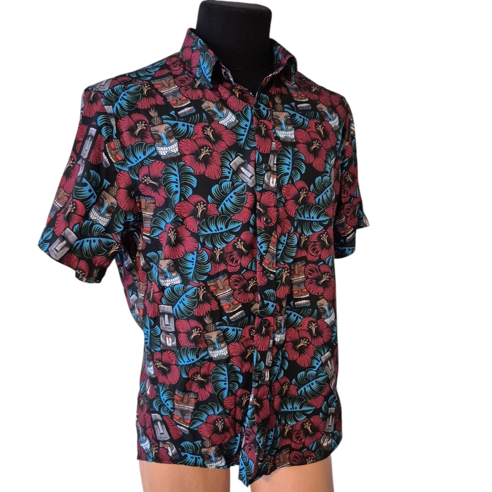 Mens Hawaiian Tiki Shirt Medium